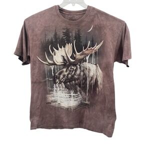 The Mountain Moose Graphic Brown Tie Dye Nature T-Shirt Mens XL